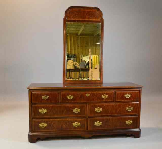 Appraisal: Drexel Chippendale-Style Dresser and MirrorSeven dovetailed drawers with brass pulls