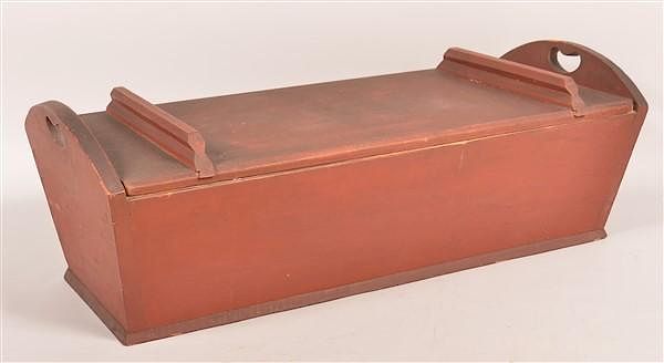 Appraisal: PA Dough Box with Original Red Milk Paint Pennsylvania th