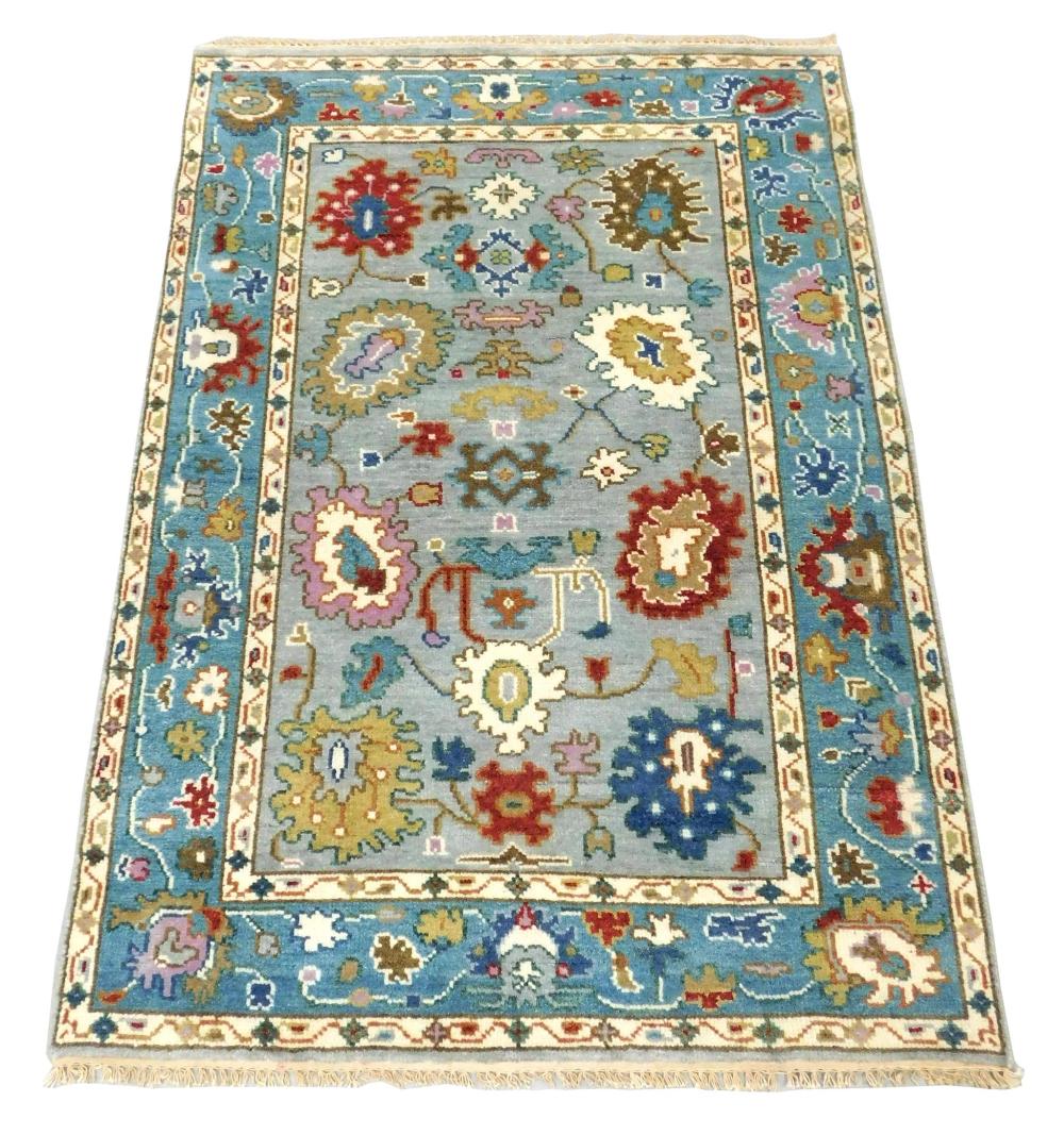 Appraisal: RUG Turkish Oushak ' x ' handmade wool wear consistent