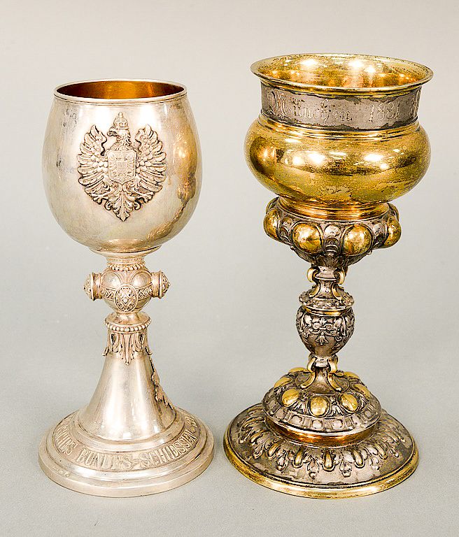 Appraisal: Two German silver chalices one marked Stuttgart Maker Foehr other