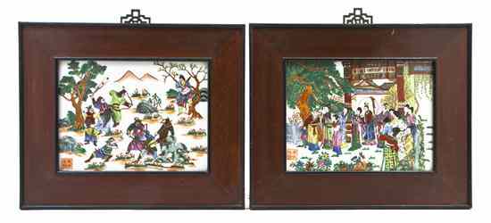 Appraisal: A Pair of Chinese Enameled Porcelain Plaques of rectangular form