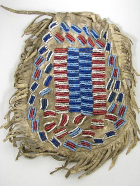 Appraisal: Apache Indian Beaded Bag Red White Blue late th -