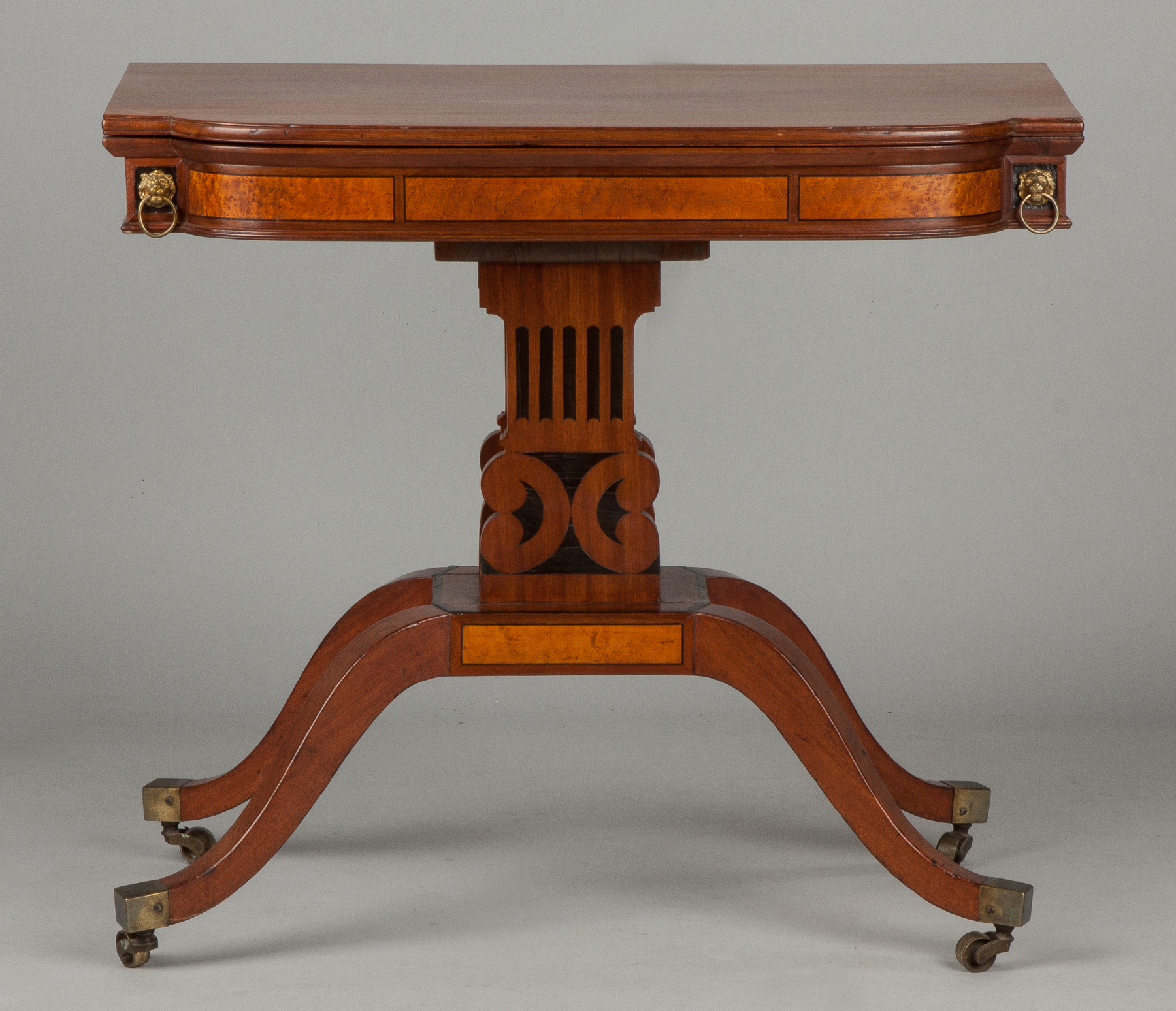 Appraisal: Classical Federal Bowfront Table C Mahogany with inlaid ebony bird's