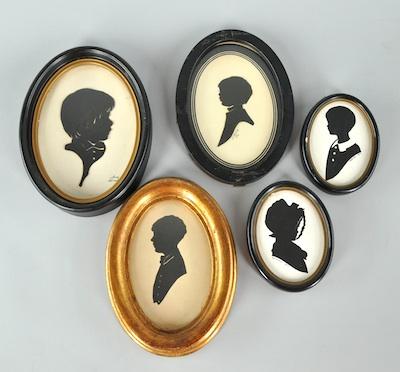 Appraisal: A Collection of Five th Century American Framed Silhouettes of