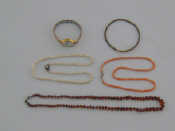 Appraisal: A mixed lot comprising a coral bead necklace an amber