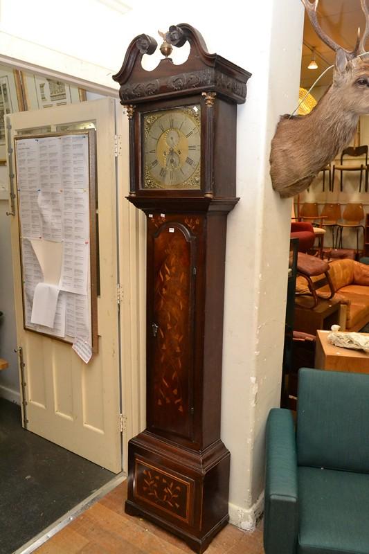 Appraisal: AN TH CENTURY GRANDFATHER CLOCK WITH ORNATE INLAY MADE BY