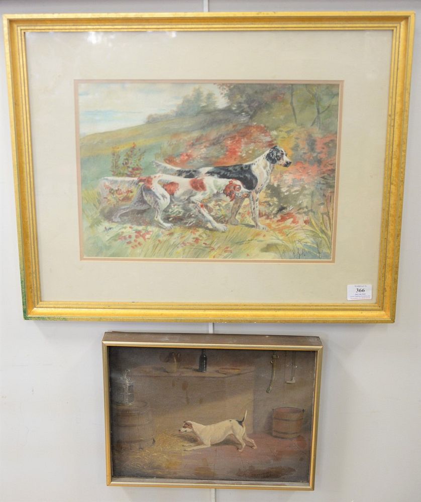 Appraisal: Two framed paintings of dogs to include an oil of