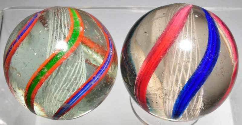 Appraisal: Lot of Large Latticino Swirl Marbles Description One a white