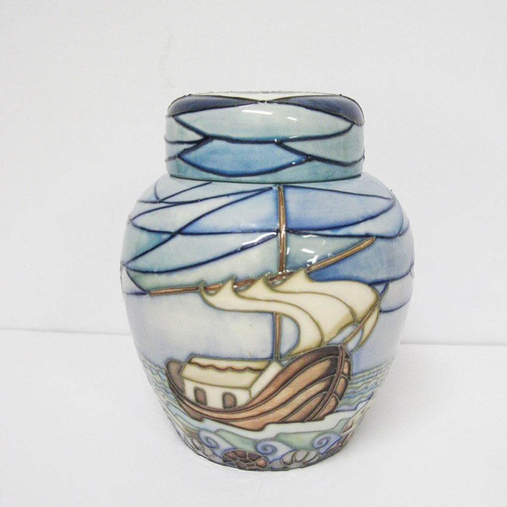 Appraisal: MOORCROFT POTTERY 'CARP' PATTERN VASE CIRCA of baluster form designed