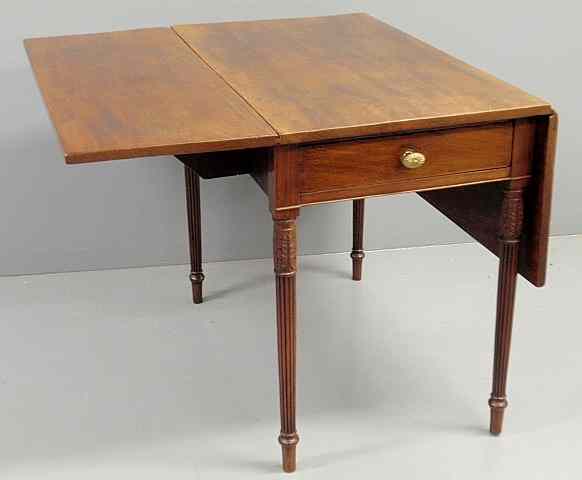 Appraisal: Sheraton mahogany Pembroke table c with drop leaves single drawer