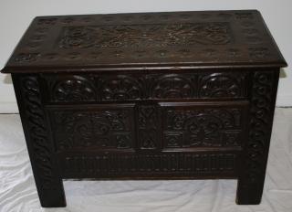 Appraisal: th c style carved cedar chest marked C H Allen