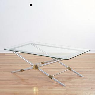 Appraisal: John Vesey aluminum and brass coffee table John Vesey aluminum