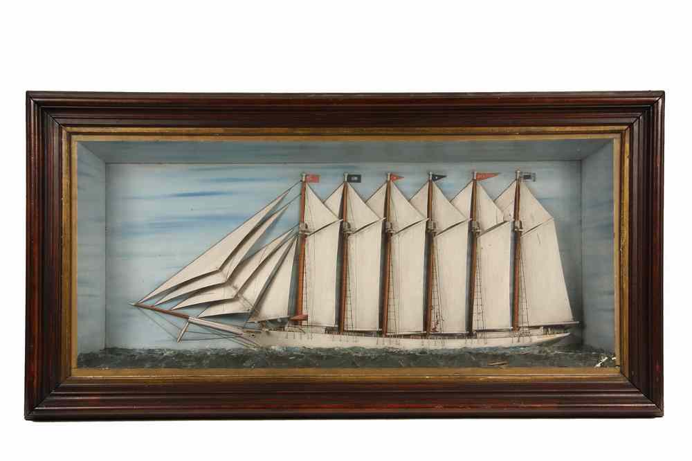 Appraisal: SHIP DIORAMA - Ship Diorama of Four-Masted Schooner 'Francis' in