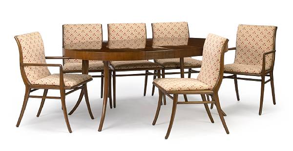 Appraisal: A T H Robsjohn-Gibbings walnut dining table and six chairs