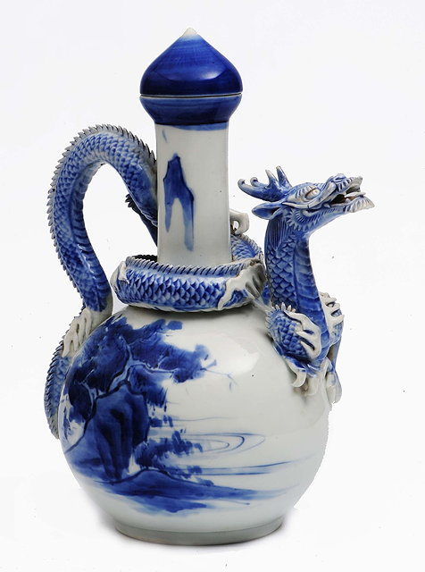 Appraisal: A Japanese Hirado blue and white ewerEdo Meiji period th