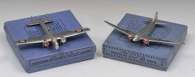 Appraisal: FIVE DINKY TOY AIRCRAFT to include Douglas DC Airliner Boeing