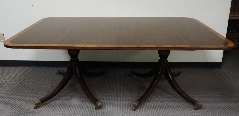 Appraisal: KITTINGER BUFFALO MAHOGANY DOUBLE PEDESTAL EXTENSION DINING TABLE WITH TWO