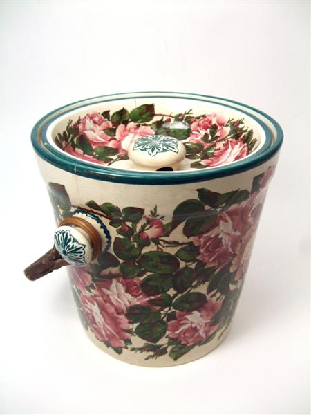 Appraisal: WEMYSS SLOP-PAIL COVER CIRCA decorated with cabbage roses impressed mark