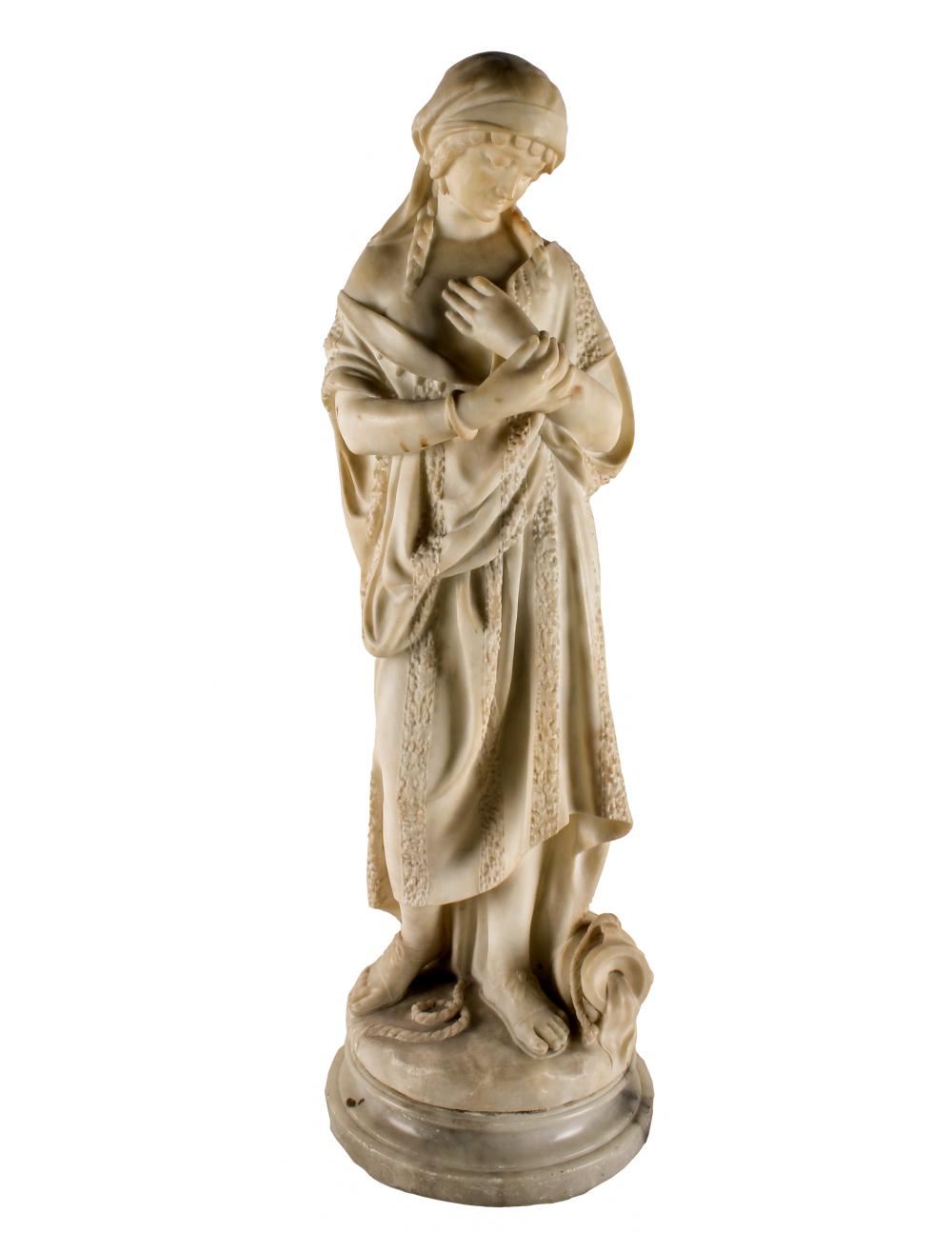 Appraisal: CARVED MARBLE FIGURE OF A WOMANunsigned fixed to a base