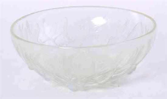 Appraisal: Lalique opalescent glass Gui bowl circa deep bowl mold with