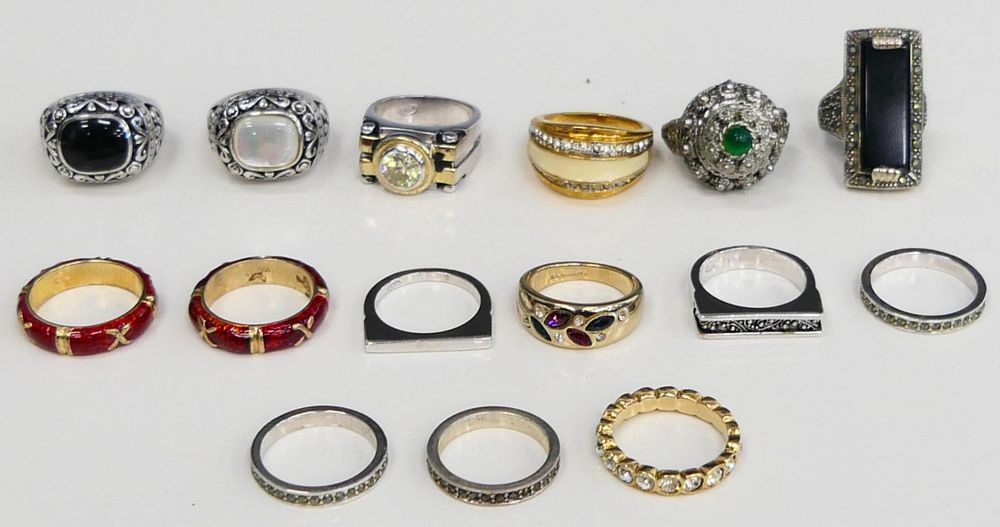 Appraisal: LOT OF STERLING AND GOLD FILLED RINGS Some still with