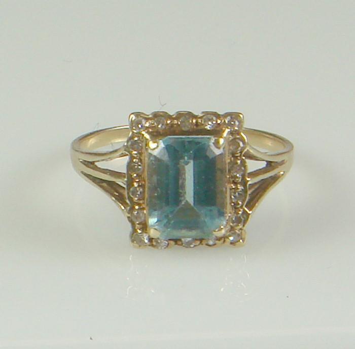 Appraisal: K blue topaz ring with diamonds size Estimate -