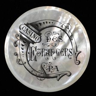 Appraisal: Casino Des Etrangers Spa Engraved Mother of Pearl Gambling Chip