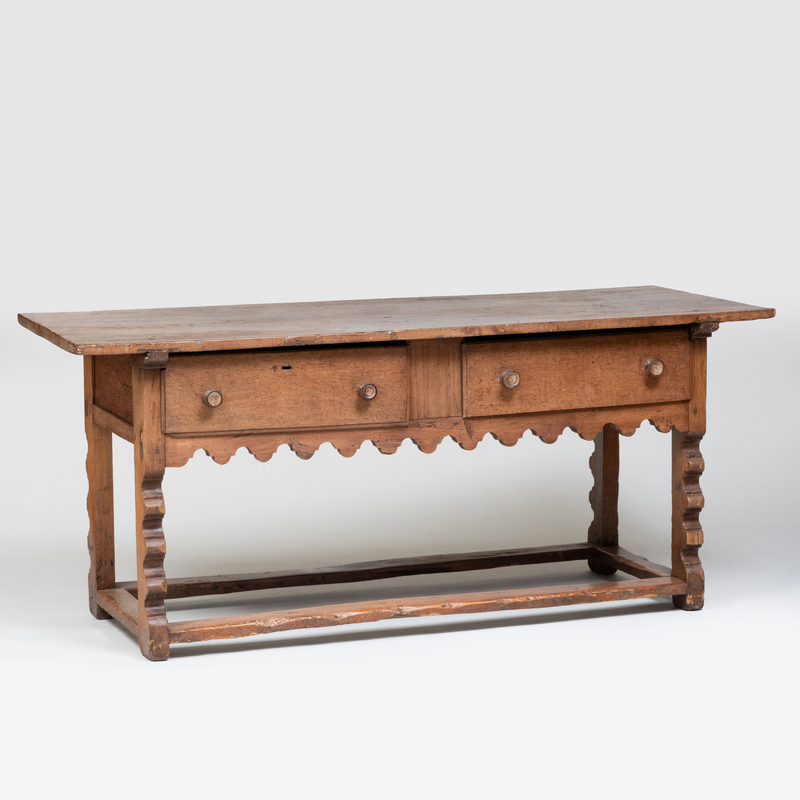 Appraisal: NORTH EUROPEAN RUSTIC CARVED OAK AND FRUITWOOD TABLE x ft