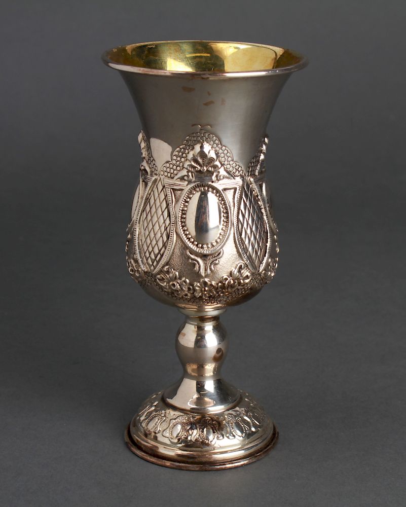 Appraisal: Judaica Elijah the Prophet Large Silver Goblet Cup Judaica large