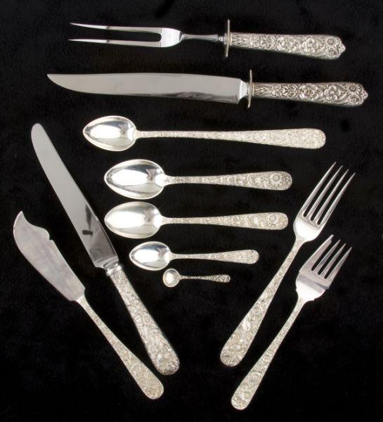 Appraisal: Kirk Repousse Sterling Silver Flatware Service pieces including knives assorted