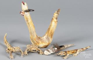 Appraisal: Collection of Southwestern Native American carved antler fetishes likely Navajo