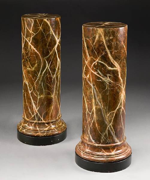 Appraisal: A pair of faux marble pedestals th century Each of