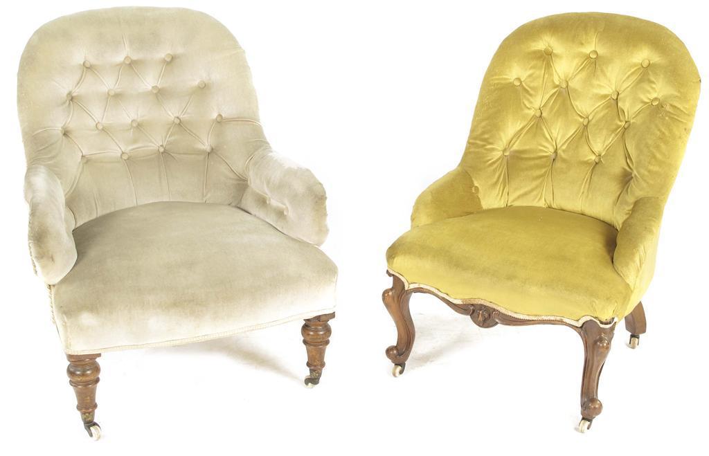 Appraisal: Two Victorian easy armchairs