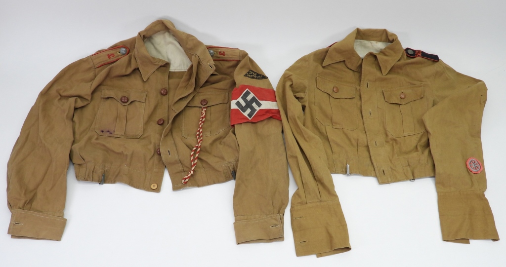 Appraisal: TWO WWII GERMAN HITLER YOUTH SUMMER JACKETS Germany A khaki