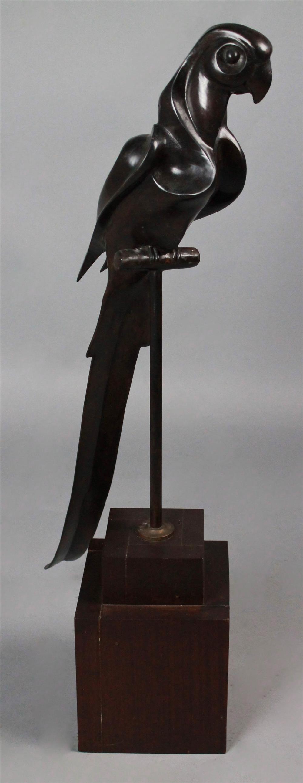 Appraisal: CONTEMPORARY BRONZE STUDY OF MACAW ON A PERCH raised on