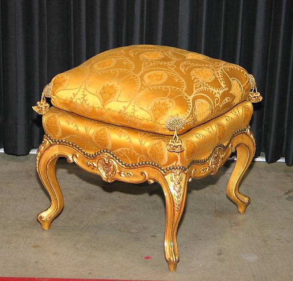 Appraisal: A pair of Louis XV style giltwood tabourets th century