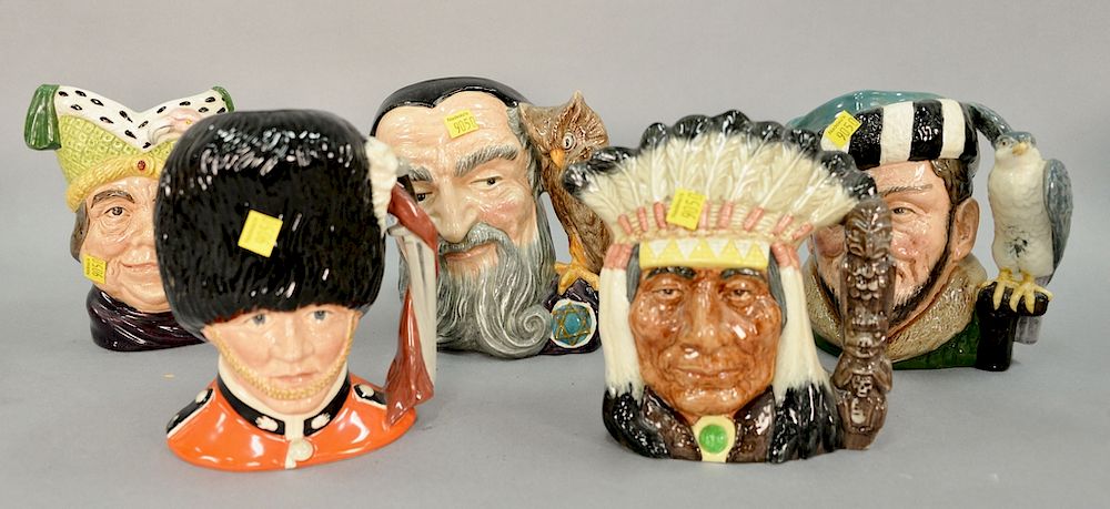 Appraisal: Group of five Royal Doulton character mugs including The Guardsman