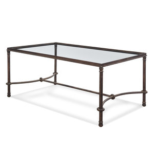 Appraisal: A Glass Mounted Metal Patio Low Table th st Century