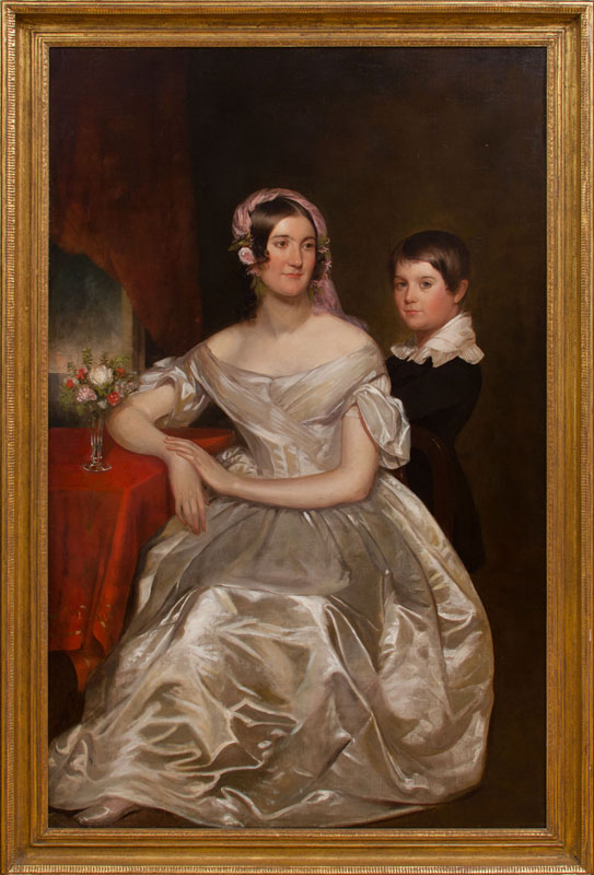 Appraisal: AMERICAN SCHOOL PORTRAIT OF A MOTHER AND SON Oil on