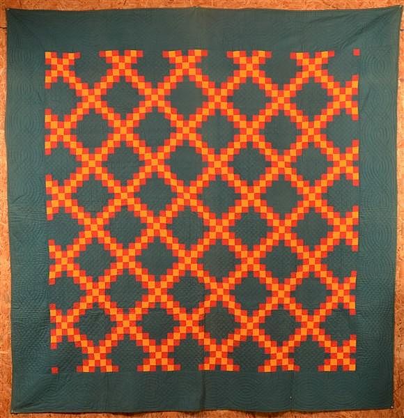 Appraisal: Antique Pennsylvania Irish Chain Quilt Antique Pennsylvania Irish Chain Pattern