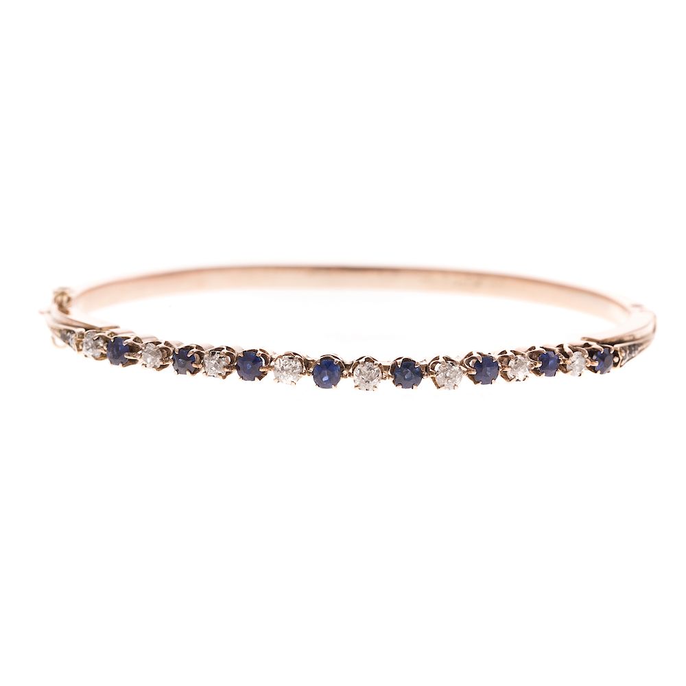 Appraisal: A Ladies Diamond Sapphire Bracelet in K K yellow gold