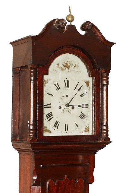 Appraisal: A VICTORIAN MAHOGANY LONGCASE CLOCK with arch painted dial seconds