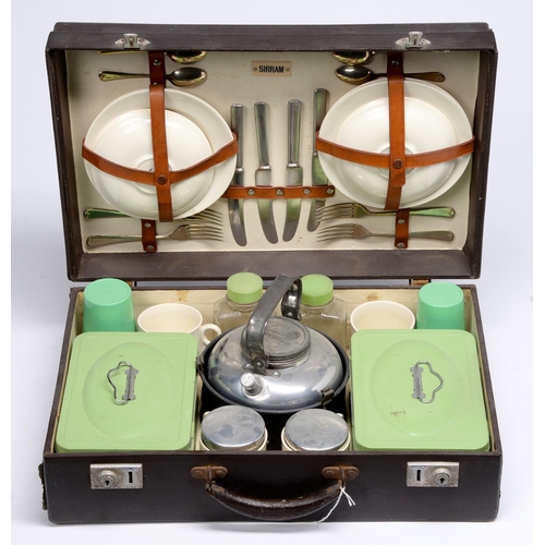 Appraisal: An early-mid th century motoring picnic case by Sirram four-setting