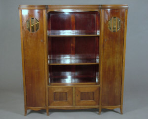 Appraisal: A mahogany bookcase cabinet mid th century the moulded and