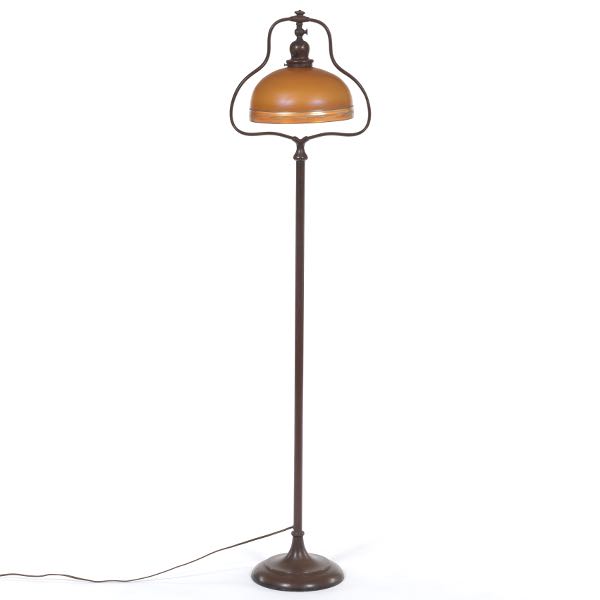 Appraisal: STEUBEN AURENE FLOOR LAMP x Bronze floor standing lamp with