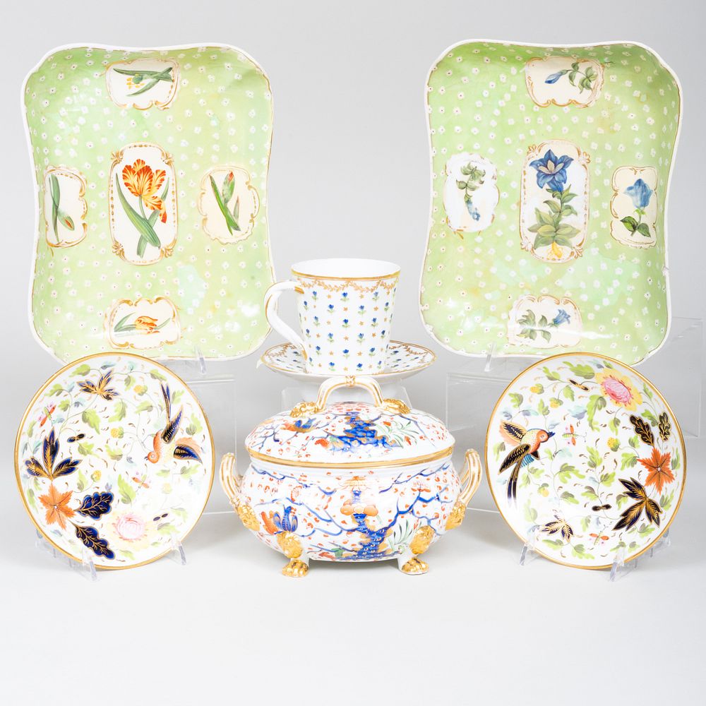 Appraisal: Group of English Porcelain Wares Comprising A pair of shaped