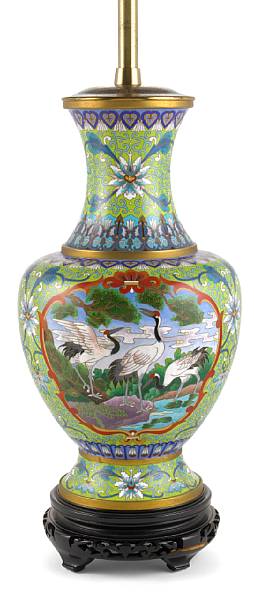 Appraisal: A Chinese cloisonn table lamp th century Of baluster form