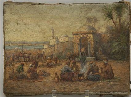 Appraisal: European School Middle Eastern Scene Oil on Canvas Unsigned