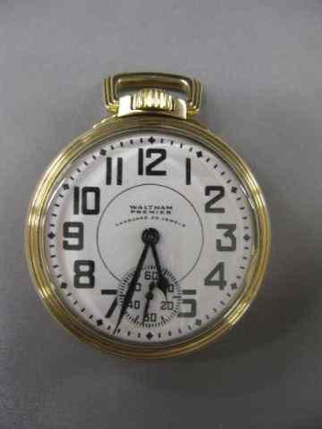 Appraisal: Waltham Premier Vanguard Pocketwatch jewel positions gold-filled case circa size