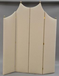 Appraisal: Upholstered French style four part screen gold and off white